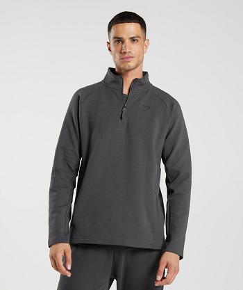 Gymshark Rest Day 1/4 Zip Muške Accessories Crne Sive | HR 2768FDN